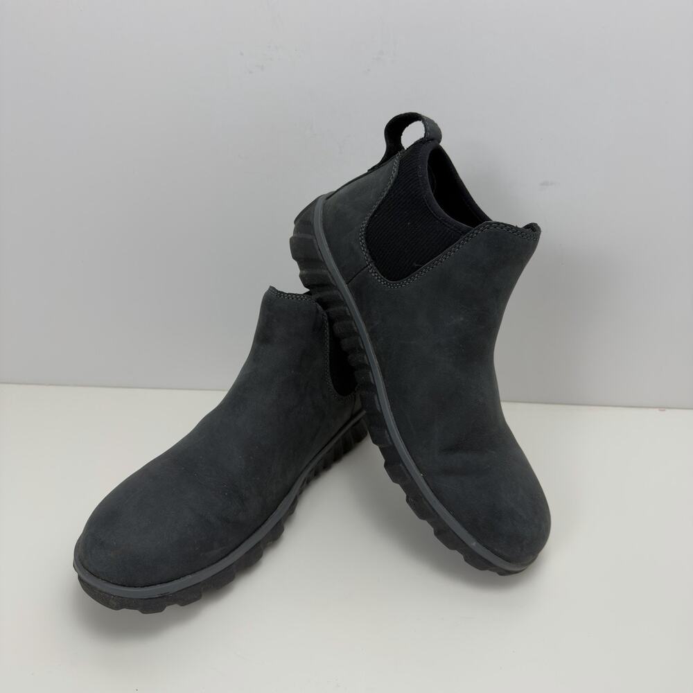 Bogs Boots Men's 8 Black Casual Chelsea Leather Waterproof Snow Rugged